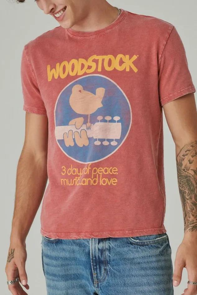 Men Lucky Brand Graphic Tees Woodstock Poster Tee Holly Berry