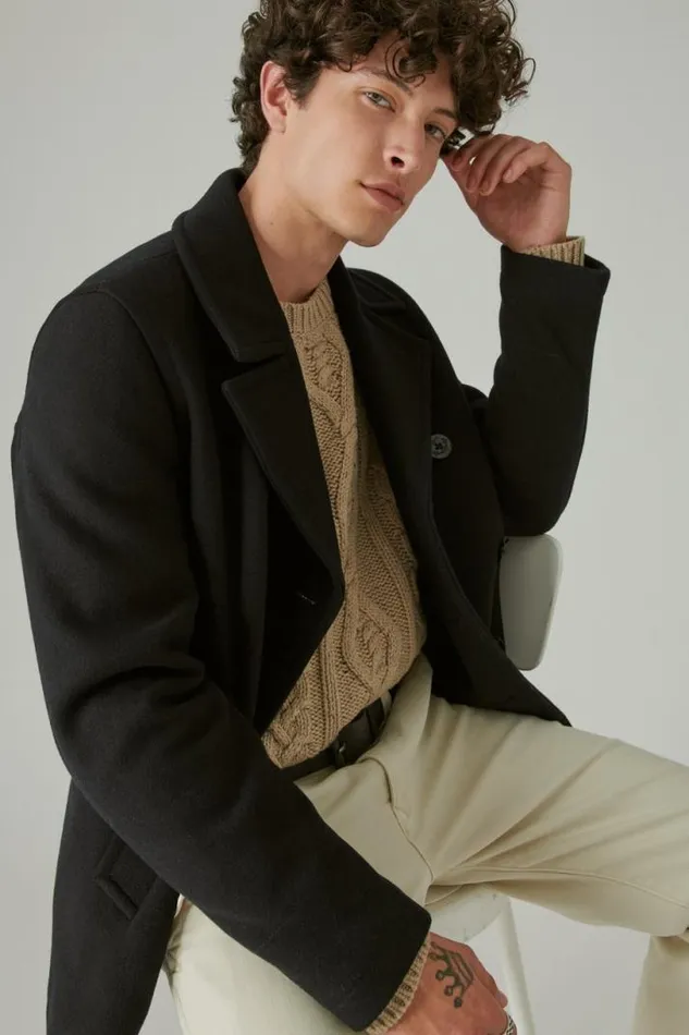 Men Lucky Brand Jackets and Outerwear Classic Peacoat Navy