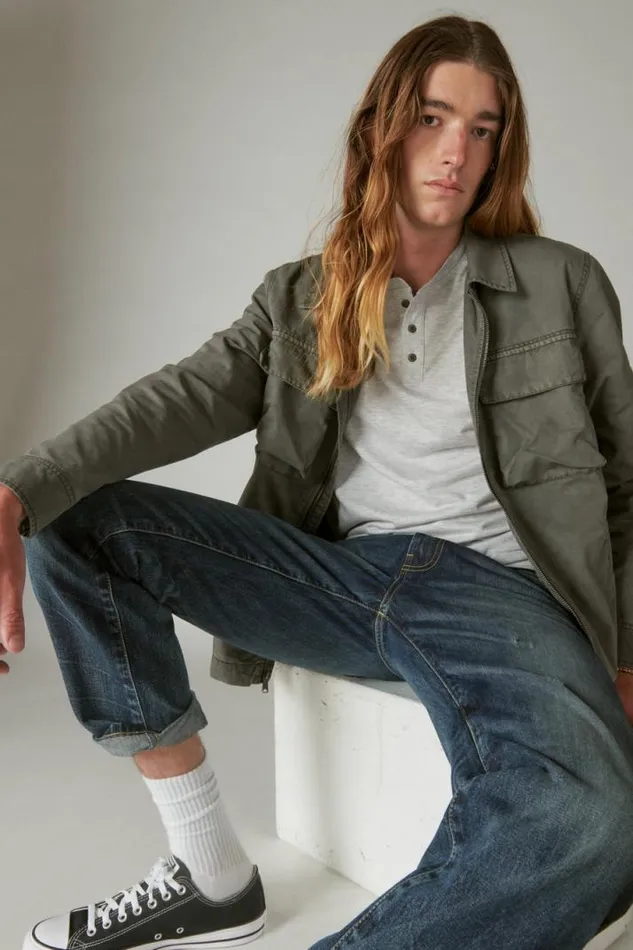 Men Lucky Brand Jackets and Outerwear Fleece Lined Shirt Jacket Raven