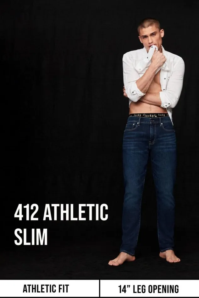 Men Lucky Brand Jeans 412 Athletic Slim Advanced Stretch Jean Malbec