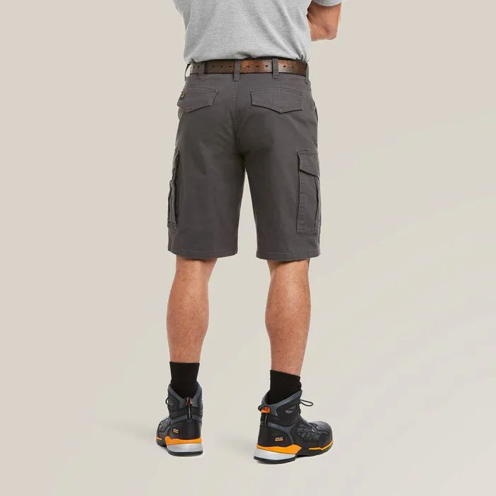 Men Pants and Shorts Ariat Rebar DuraStretch Made Tough Cargo 11quot Short Rebar Grey