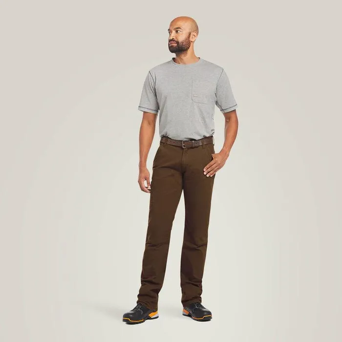 Men Pants and Shorts Ariat Rebar M4 Low Rise DuraStretch Made Tough Double Front Stackable Straight Leg Pant Wren