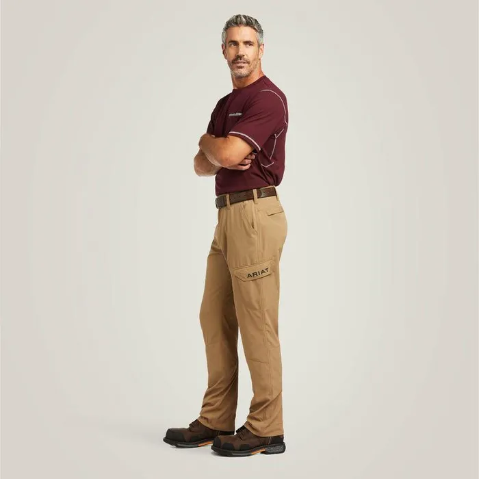 Men Pants and Shorts Ariat Rebar M5 Straight Work Flow Ultralight Stackable Straight Leg Pant Field Khaki