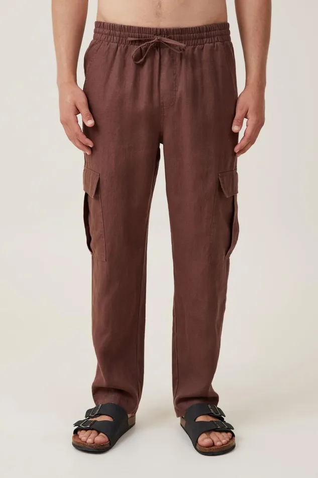 Men Pants Cotton On Cargo Linen Pant Chocolate Cargo