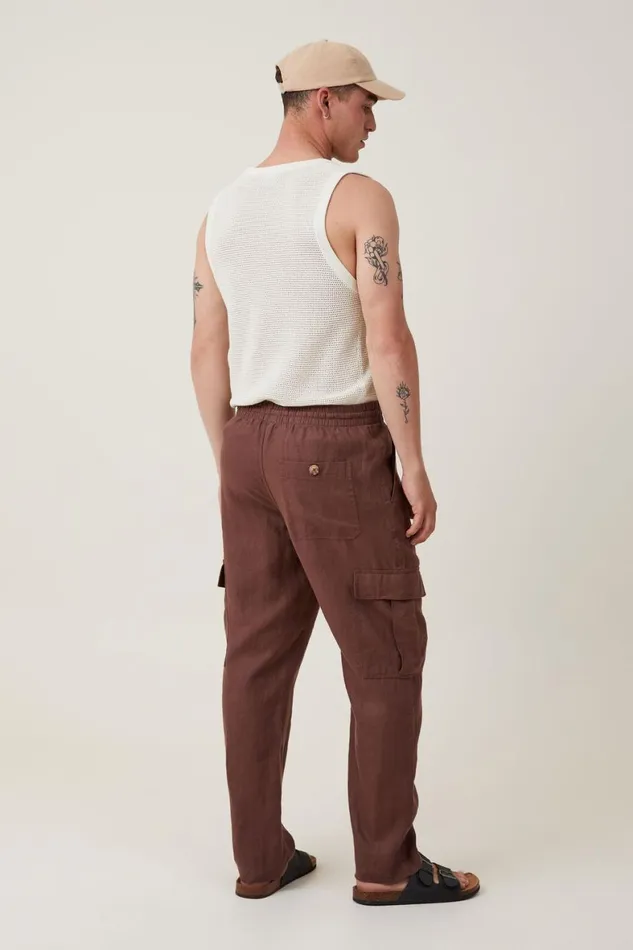 Men Pants Cotton On Cargo Linen Pant Chocolate Cargo