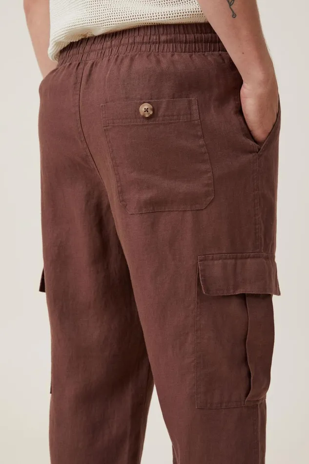 Men Pants Cotton On Cargo Linen Pant Chocolate Cargo
