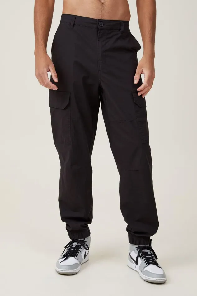 Men Pants Cotton On Ripstop Jogger Black