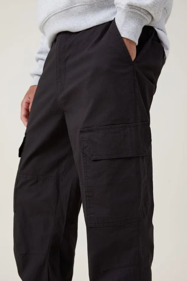 Men Pants Cotton On Ripstop Jogger Black