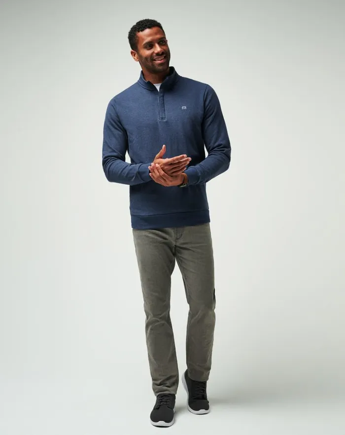 Men Quarter Zips TravisMathew CLOUD QUARTER ZIP 20 Heather Blue Men Quarter Zips TravisMathew CLOUD QUARTER ZIP 20 Heather Blue