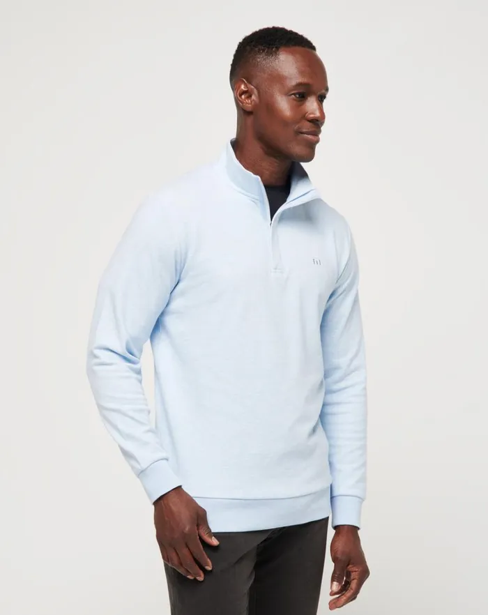 Men Quarter Zips TravisMathew CLOUD QUARTER ZIP 20 Heather Kentucky Blue Men Quarter Zips TravisMathew CLOUD QUARTER ZIP 20 Heather Kentucky Blue