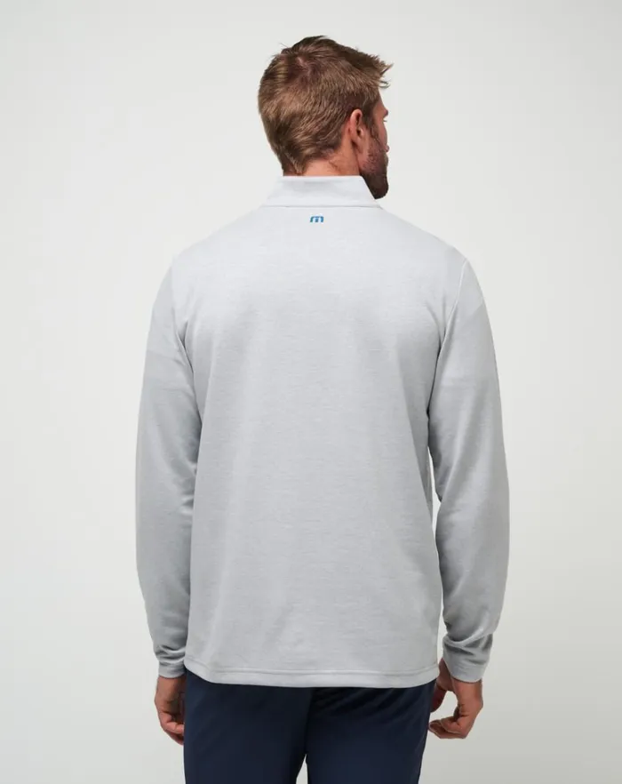Men Quarter Zips TravisMathew UPGRADED CHEST STRIPE QUARTER ZIP Heather Light Grey