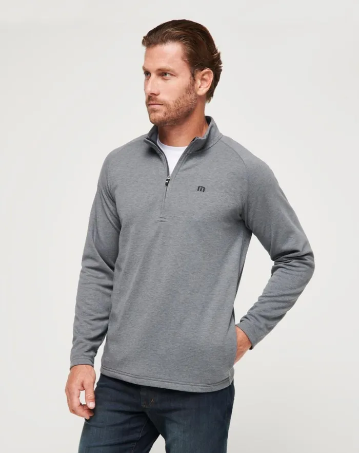 Men Quarter Zips TravisMathew UPGRADED QUARTER ZIP Dark Grey