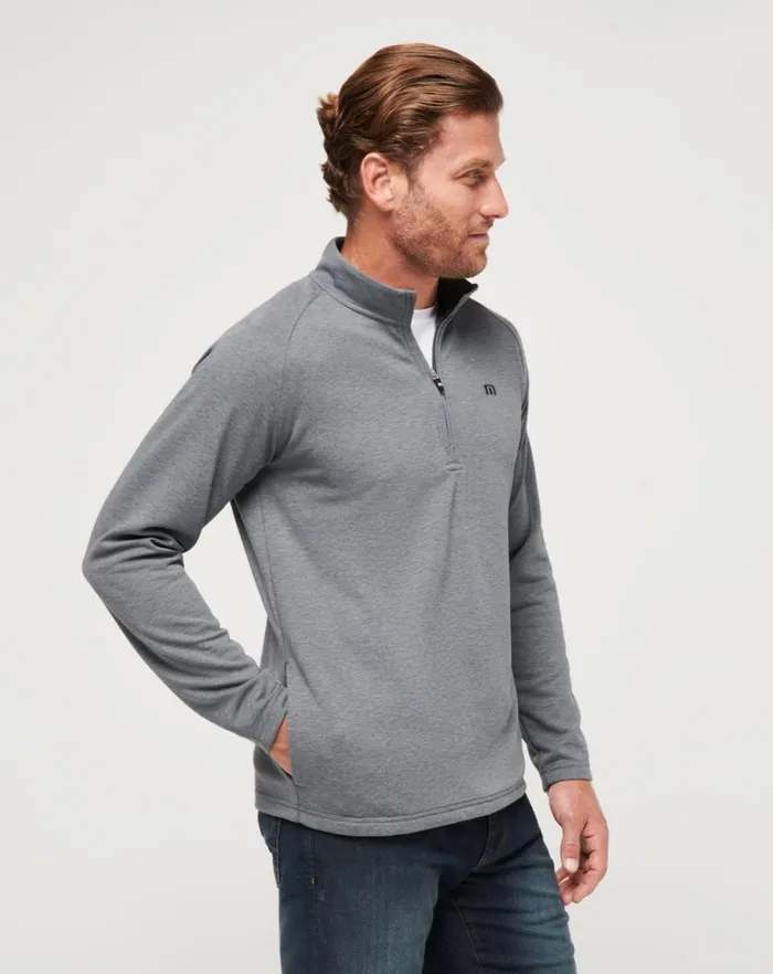 Men Quarter Zips TravisMathew UPGRADED QUARTER ZIP Dark Grey