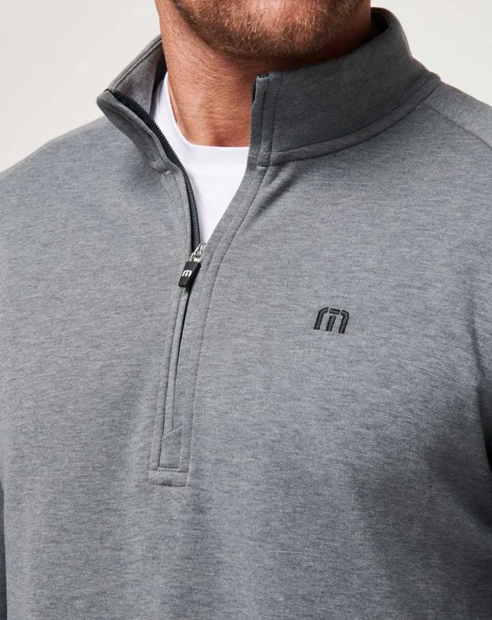 Men Quarter Zips TravisMathew UPGRADED QUARTER ZIP Dark Grey