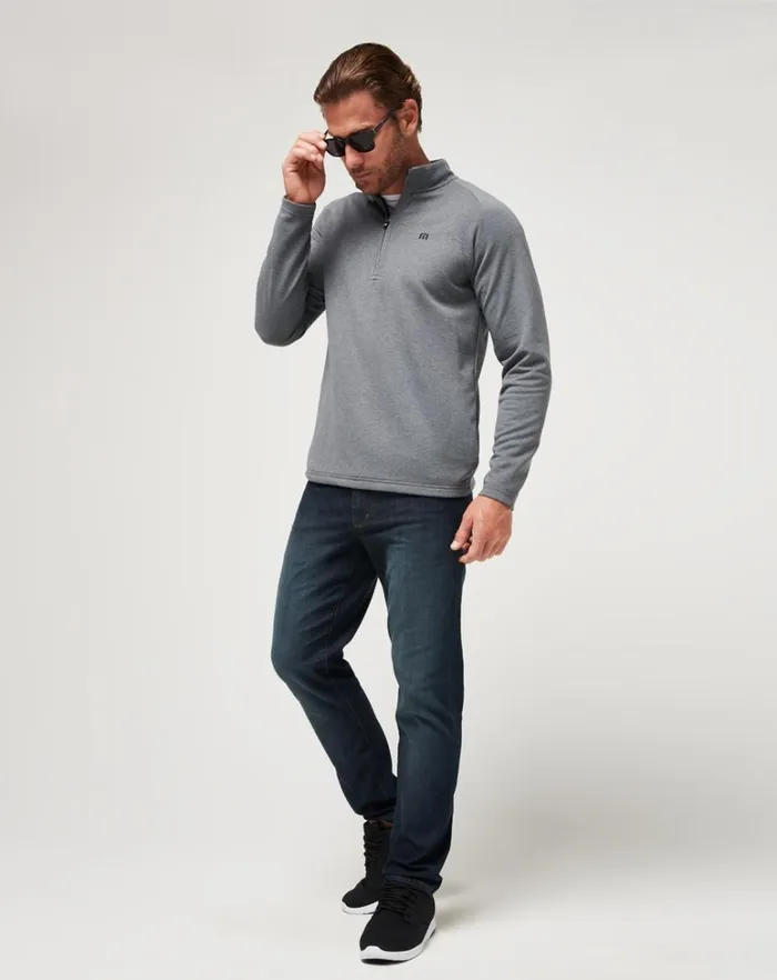 Men Quarter Zips TravisMathew UPGRADED QUARTER ZIP Dark Grey
