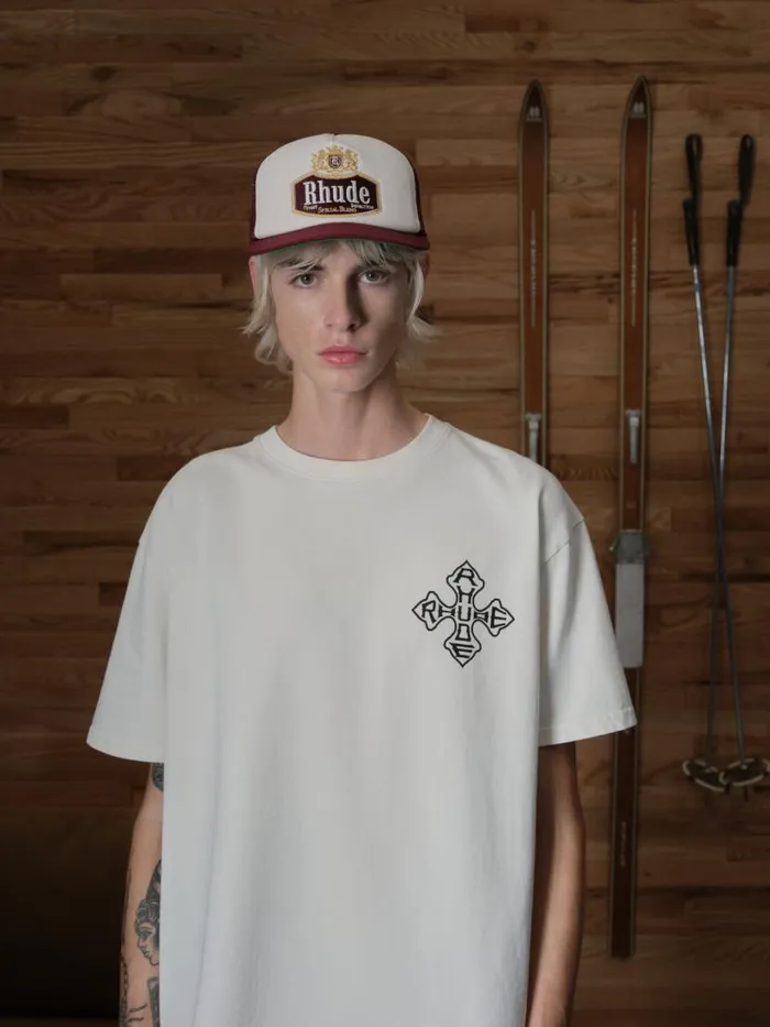 Men Rhude Hats SPECIALBLEND TRUCKER HAT Maroonoffwhite