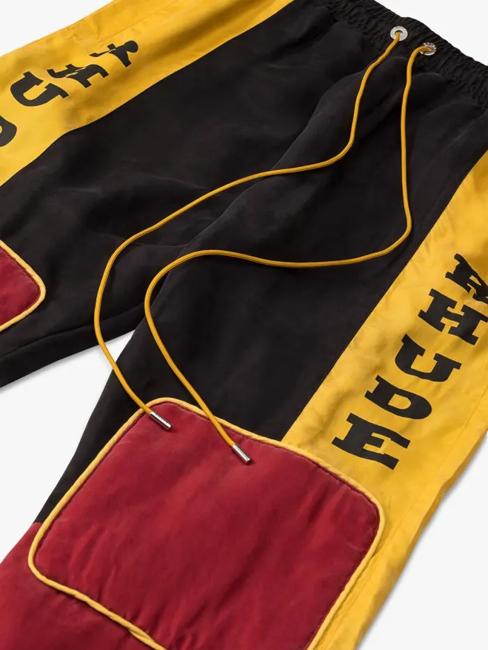Men Rhude Pants RALLY PANT Blackmustardmaroon