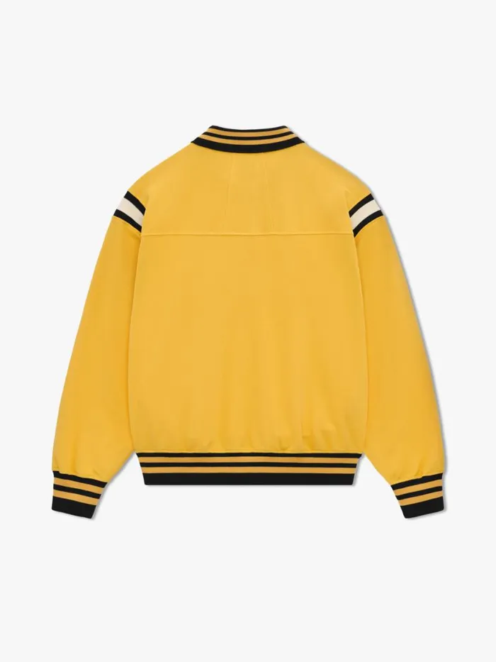 Men Rhude Shirts LS WARM UP POLO Yellow Black Cream