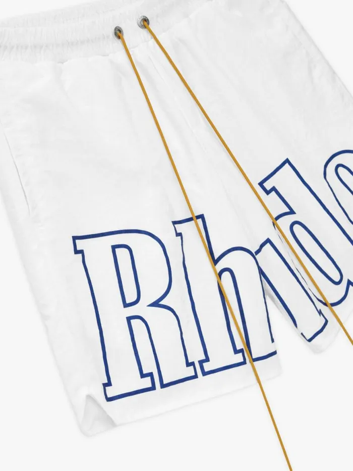 Men Rhude Shorts LOGO TRACK SHORT Whiteblue