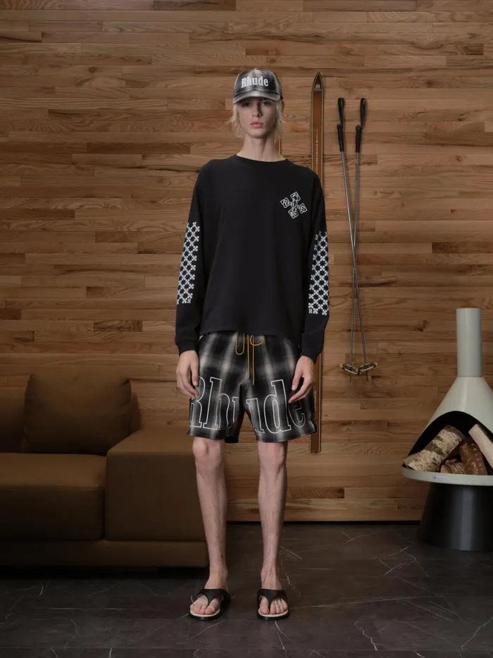 Men Rhude Shorts PLAID LOGO SHORT Multi