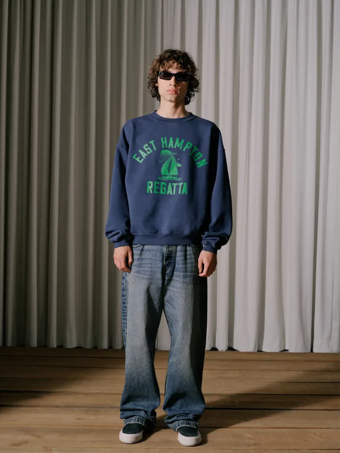 Men Rhude Sweatshirts HAMPTON REGATTA CREWNECK Navy