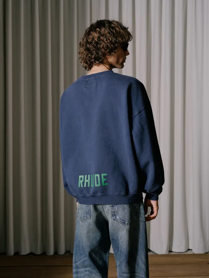 Men Rhude Sweatshirts HAMPTON REGATTA CREWNECK Navy