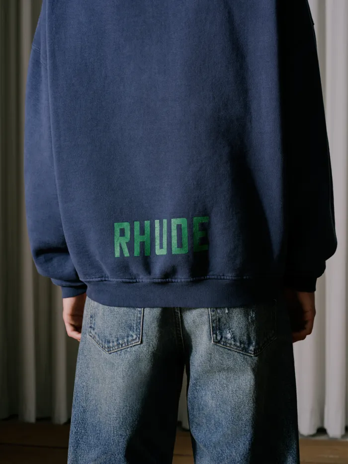 Men Rhude Sweatshirts HAMPTON REGATTA CREWNECK Navy