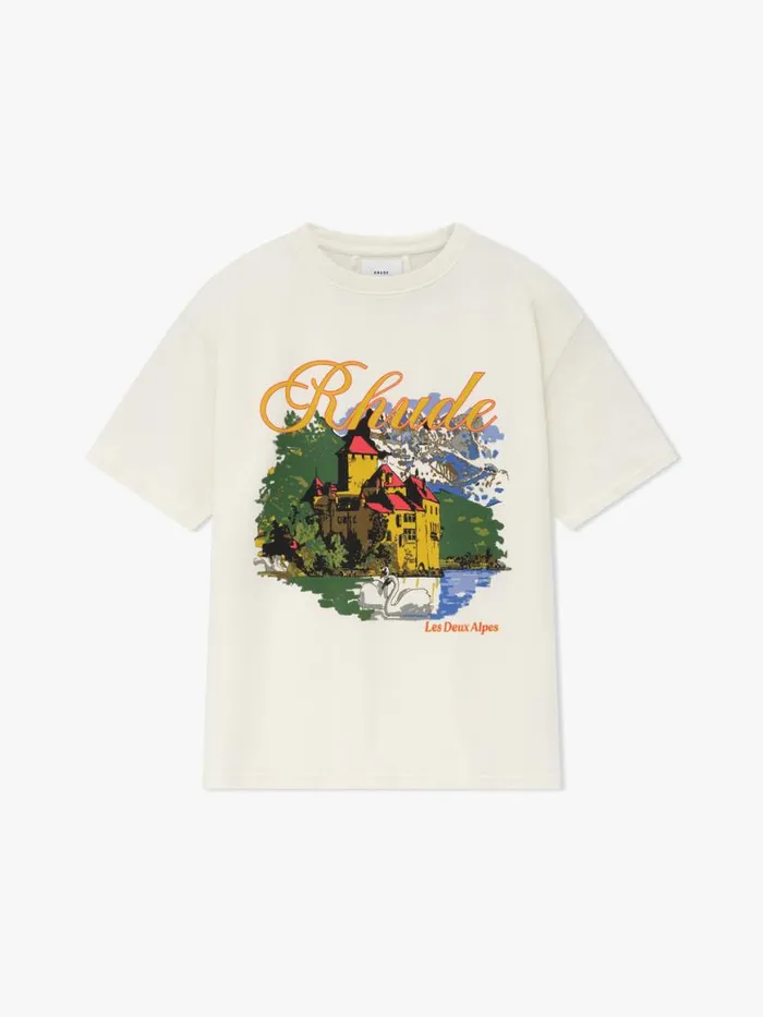 Men Rhude Tees CHATEAU ALPES TEE Vtg White