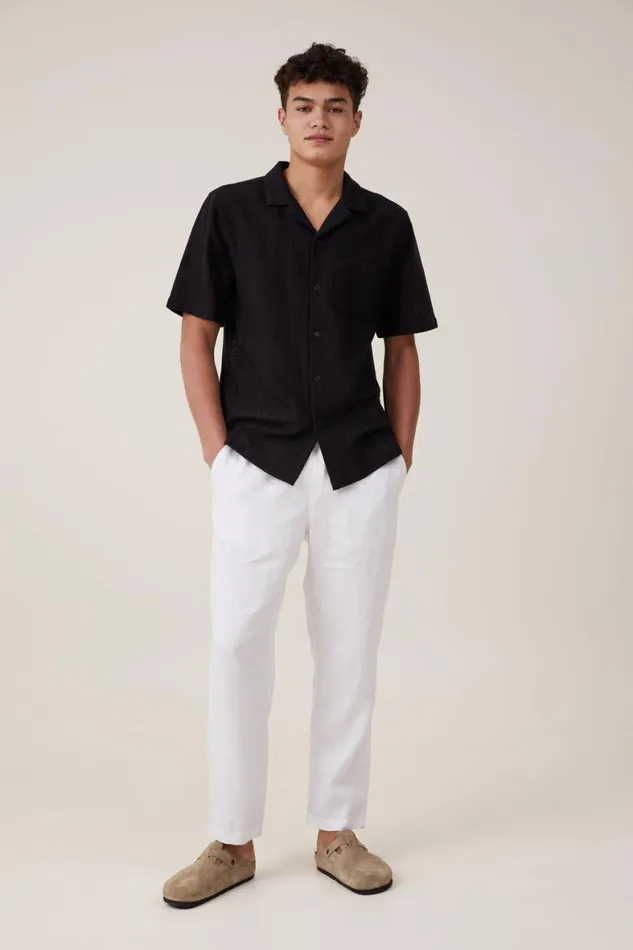Men Shirts and Polos Cotton On Palma Short Sleeve Shirt Black Pattern
