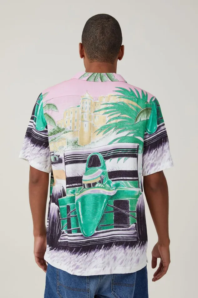 Men Shirts and Polos Cotton On Pit Stop Short Sleeve Shirt Sunset