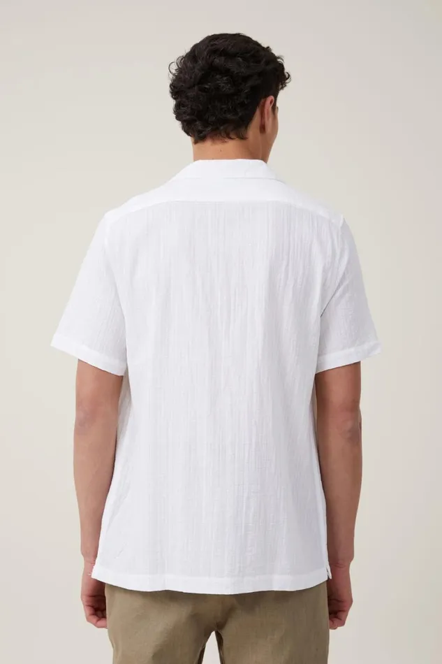 Men Shirts and Polos Cotton On Riviera Short Sleeve Shirt White