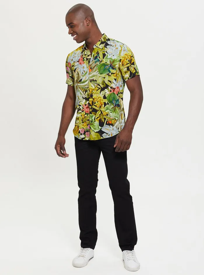Men Shirts GUESS Eco Storybook Floral Rayon Shirt