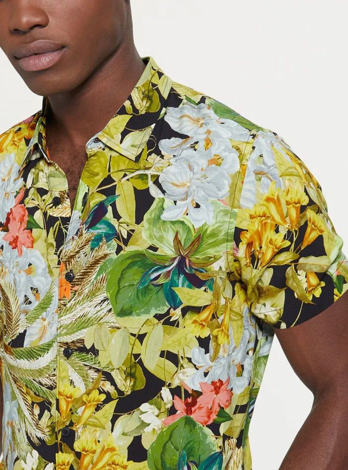 Men Shirts GUESS Eco Storybook Floral Rayon Shirt