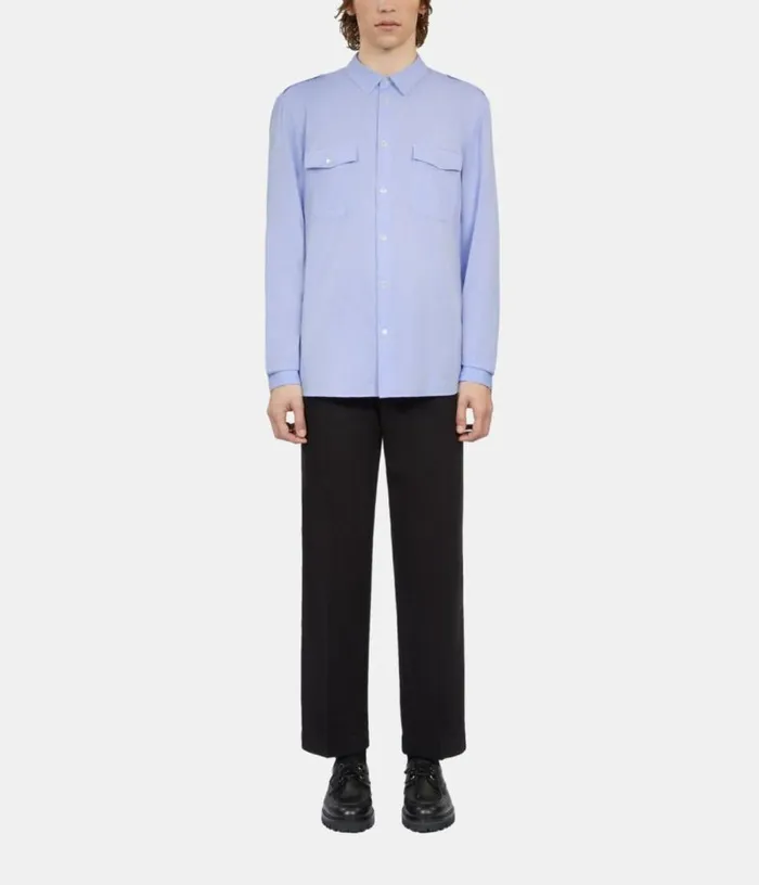 Men Sky Blue Chevron Shirt THE KOOPLES Shirts