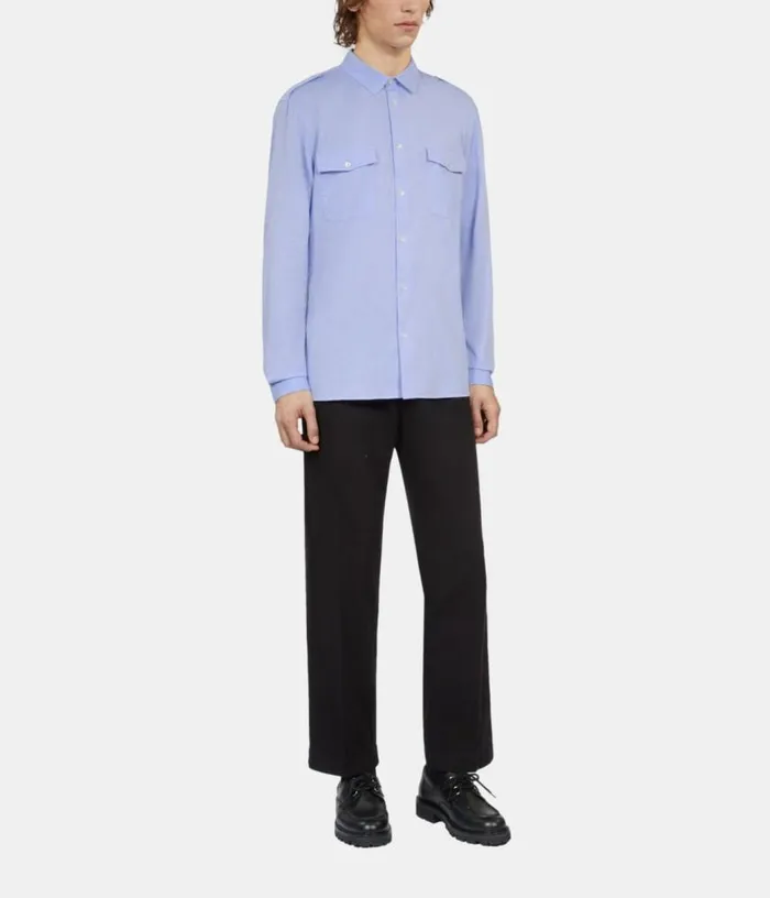 Men Sky Blue Chevron Shirt THE KOOPLES Shirts