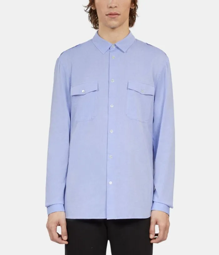 Men Sky Blue Chevron Shirt THE KOOPLES Shirts