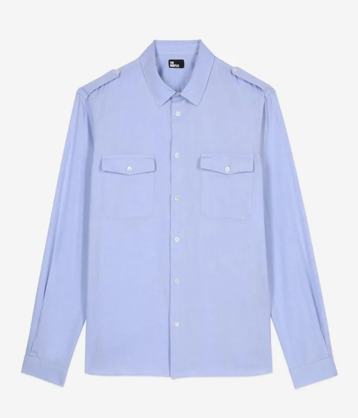 Men Sky Blue Chevron Shirt THE KOOPLES Shirts