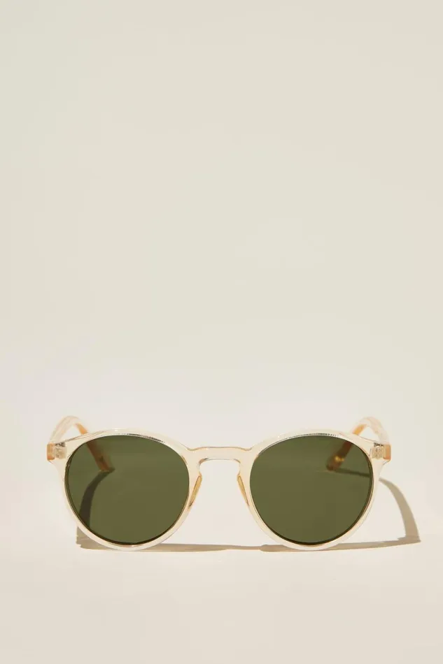 Men Sunglasses Cotton On Lorne Polarized Sunglasses Sand Crystal Green