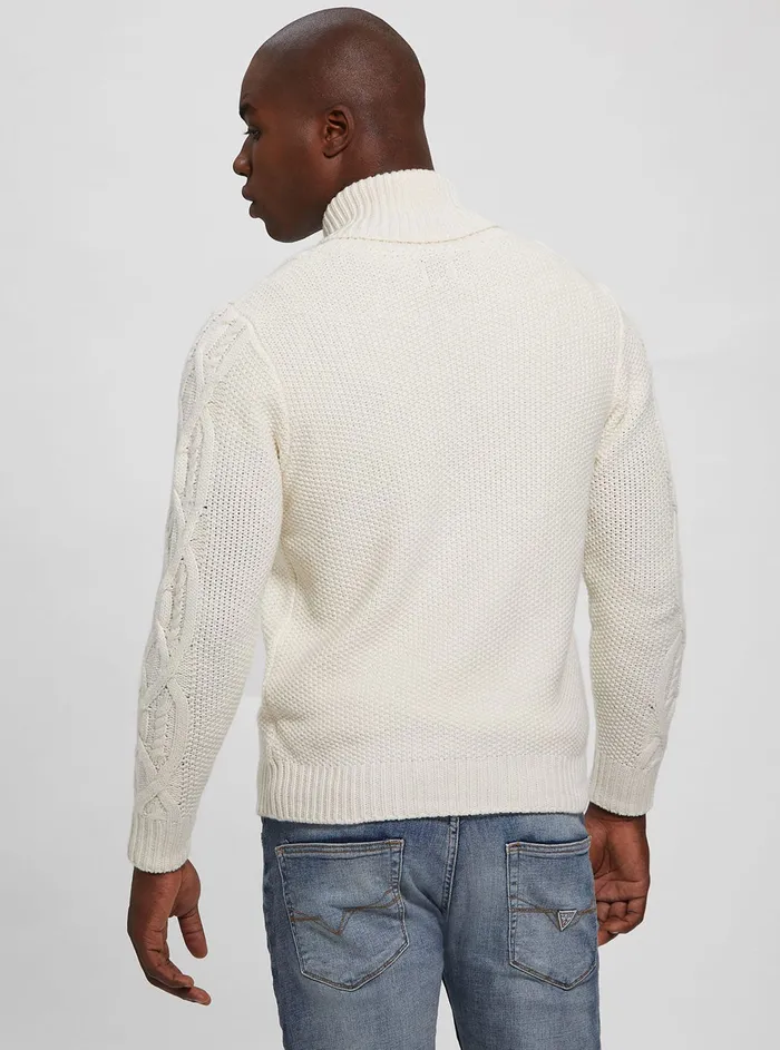Men Sweaters and Knits GUESS Cream Kyle Cable Knit Jumper Men Sweaters and Knits GUESS Cream Kyle Cable Knit Jumper