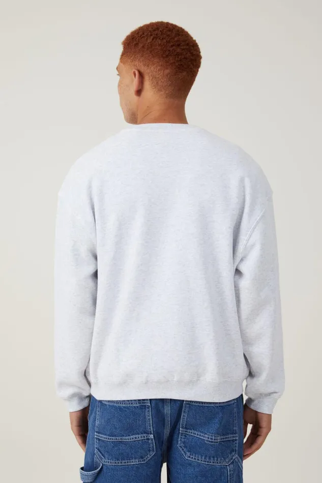 Men Sweats and Hoodies Cotton On Box Fit Graphic Crew Sweater Athletic Marle High Octane