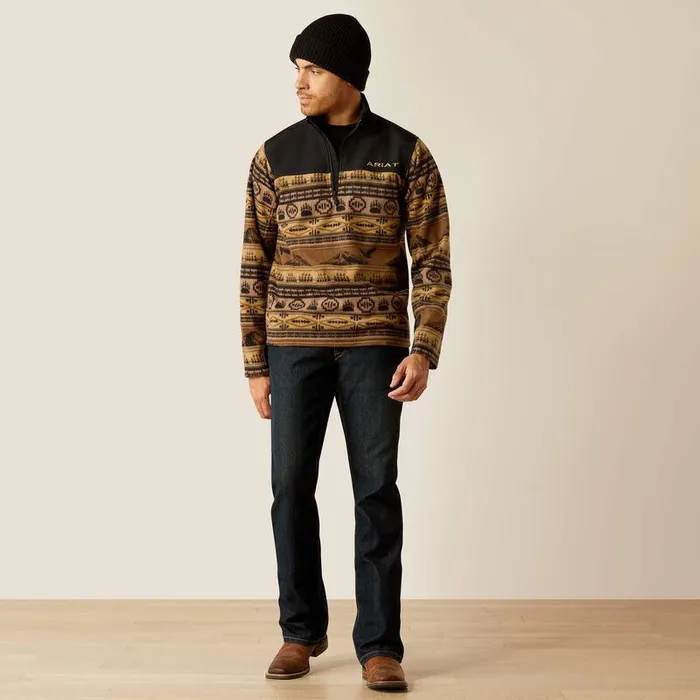 Men Sweatshirts and Hoodies Ariat Basis 20 14 Zip Sweatshirt Brown Scenic Serape