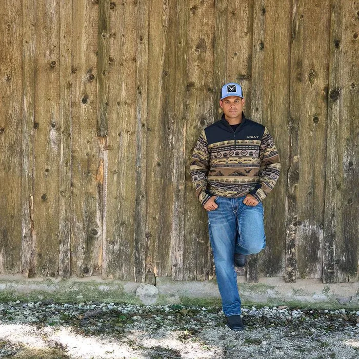 Men Sweatshirts and Hoodies Ariat Basis 20 14 Zip Sweatshirt Brown Scenic Serape