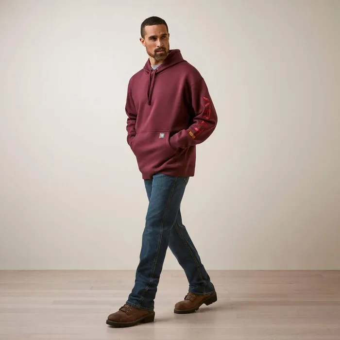 Men Sweatshirts and Hoodies Ariat Rebar Graphic Hoodie Malbecand Grey Men Sweatshirts and Hoodies Ariat Rebar Graphic Hoodie Malbecand Grey