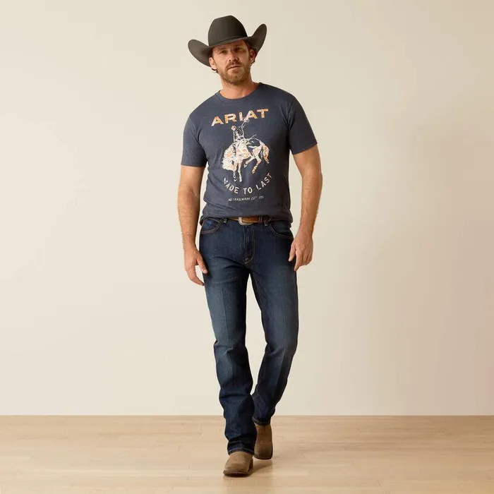 Men TShirts and Polos Ariat Ariat Made To Last Bronco TShirt Navy Heather