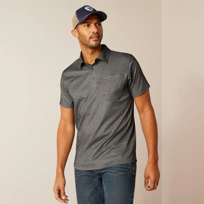 Men TShirts and Polos Ariat Rebar Foreman Polo Charcoal Heather
