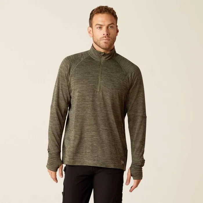 Men TShirts and Polos Ariat Rebar Gridwork Baselayer 14 Zip TShirt Beetle
