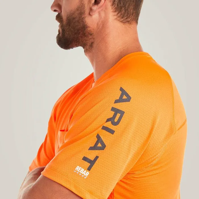 Men TShirts and Polos Ariat Rebar Heat Fighter TShirt Neon Orange Men TShirts and Polos Ariat Rebar Heat Fighter TShirt Neon Orange
