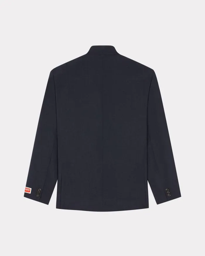 Men Tailored Kimono Jacket In Virgin Wool Midnight Blue Kenzo Kimonos