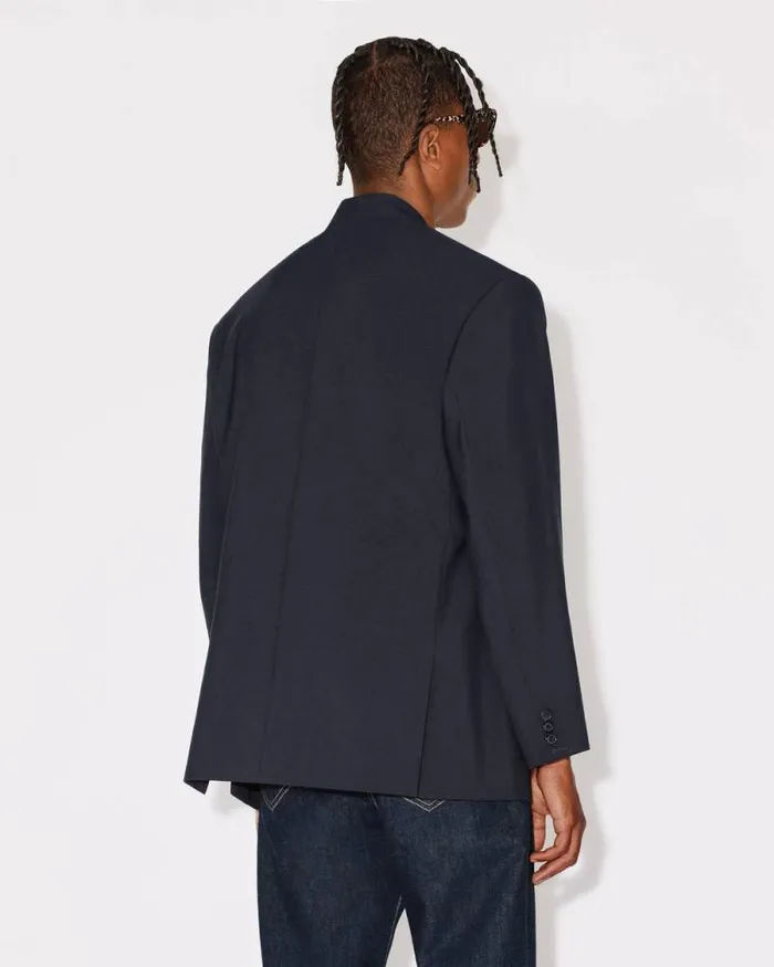 Men Tailored Kimono Jacket In Virgin Wool Midnight Blue Kenzo Kimonos
