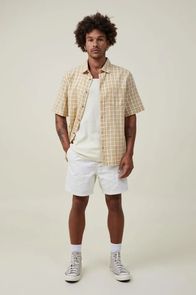 Men Tees and Tanks Cotton On Loose Fit Rib Tank Lemon